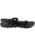 Men's black sport sandal with two webbing straps and adjustable buckle, side view