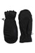 The Scott USA Ultimate Hybrid Mitten is a pair of black insulated, waterproof gloves with elastic wrists—one shows the ridged palm, the other the back—crafted for optimal protection during mountaineering in cold conditions.