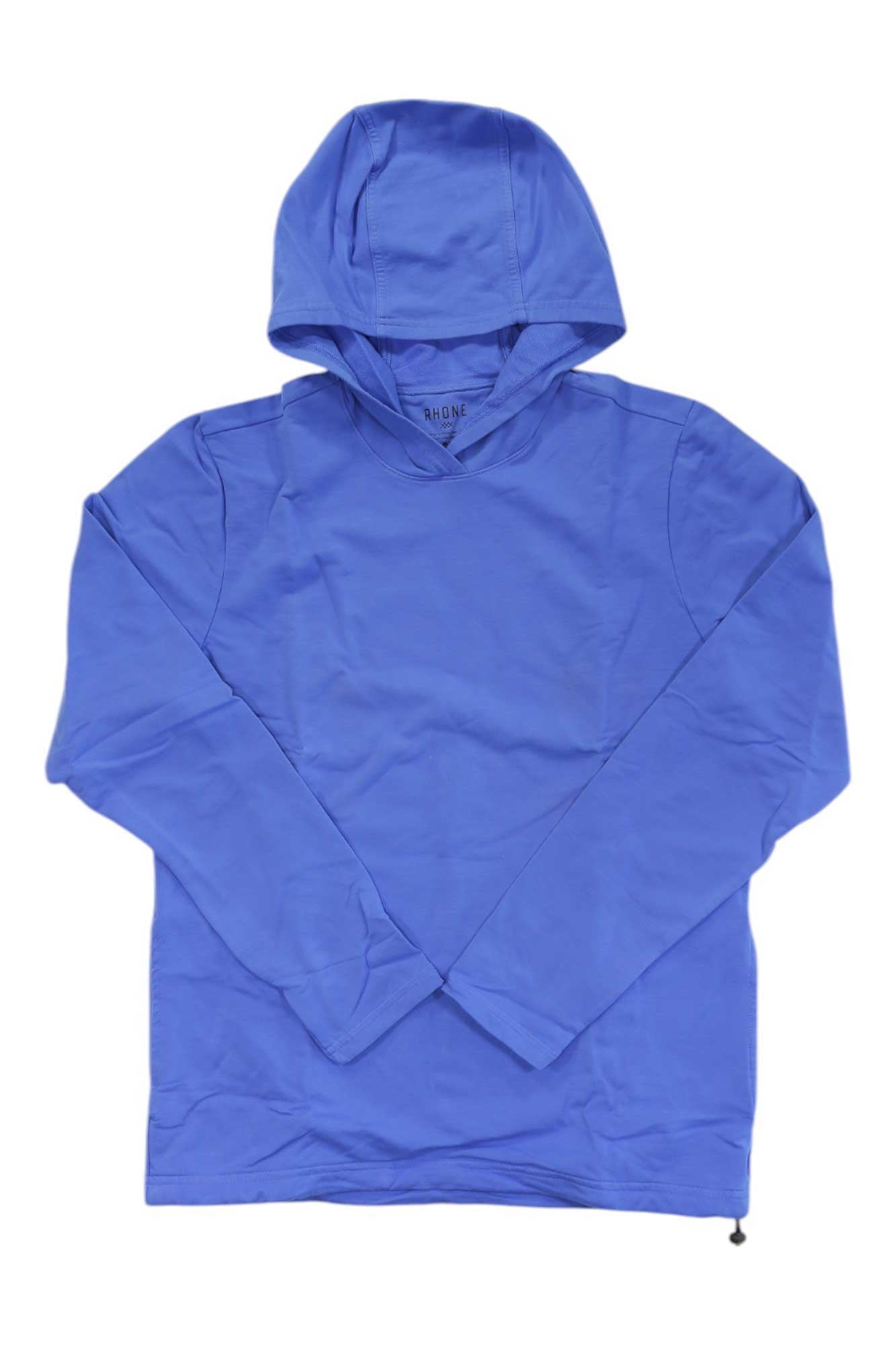 Rhone men's Bolinas hoodie, bright blue, hooded neckline with front pocket and hem drawstring