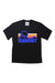 Men's short-sleeve T-shirt, black, colorful mountain logo graphic on chest