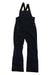 The Helly Hansen Womens Legendary Insulated Bib Pant in black, featuring adjustable shoulder straps and zippered pockets, is displayed flat on a white background.