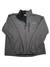 The Columbia Womens Interchange Jacket Liner is a gray fleece with high collar, zippered chest pocket, and elastic cuffs. Perfect as a cozy layer. Displayed flat on a white background.