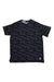 The Carhartt Men's LWD Relaxed Fit Short Sleeve Print T-Shirt features a relaxed fit, short sleeves, and a dark blue and black camouflage design, shown flat on a white background.
