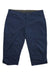 Jackson Quick-Dry Stretch Capri Pants in navy blue, knee-length with button and zipper closure, side and zippered leg pockets. Displayed flat on a white background. Features UPF 50 sun protection—ideal for outdoor adventures.