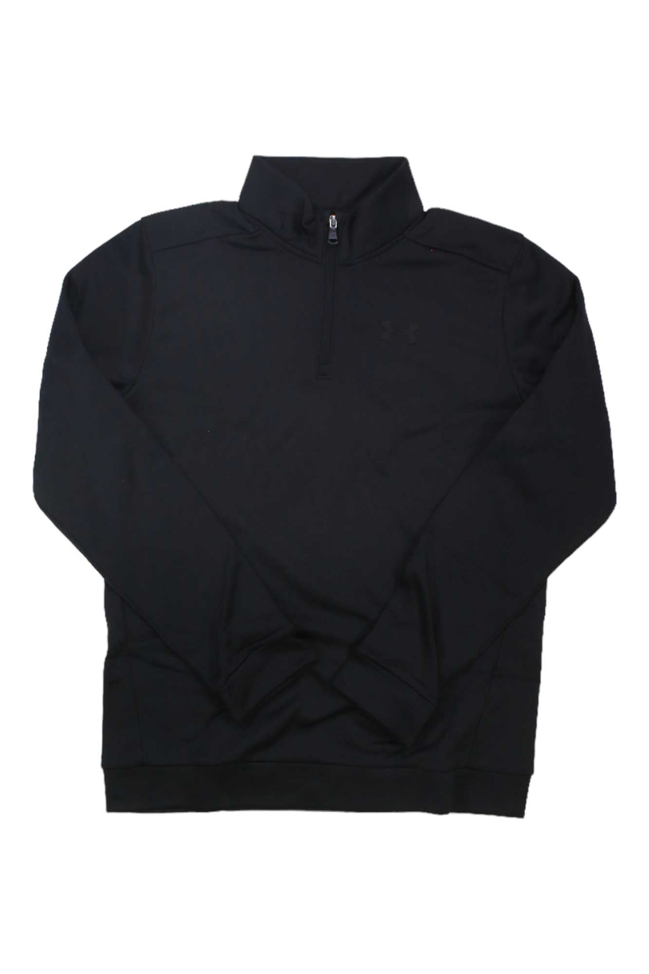 Boys 1/4 zip fleece top, black with Under Armour logo on chest