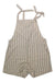 Women's striped hemp shorterall with adjustable tie straps and center seam, short romper