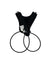 Black gear sling with two wide loops and cross straps, front buckle and tag