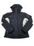The Juniors Ski Jacket by Salomon is black with white side and arm accents, a zippered front, chest pocket, left sleeve logo embroidery, and insulation to keep you warm and stylish all winter.