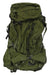 Mystery Ranch Terraplane 83L backpack in olive-green and black, front zip panel, side straps.