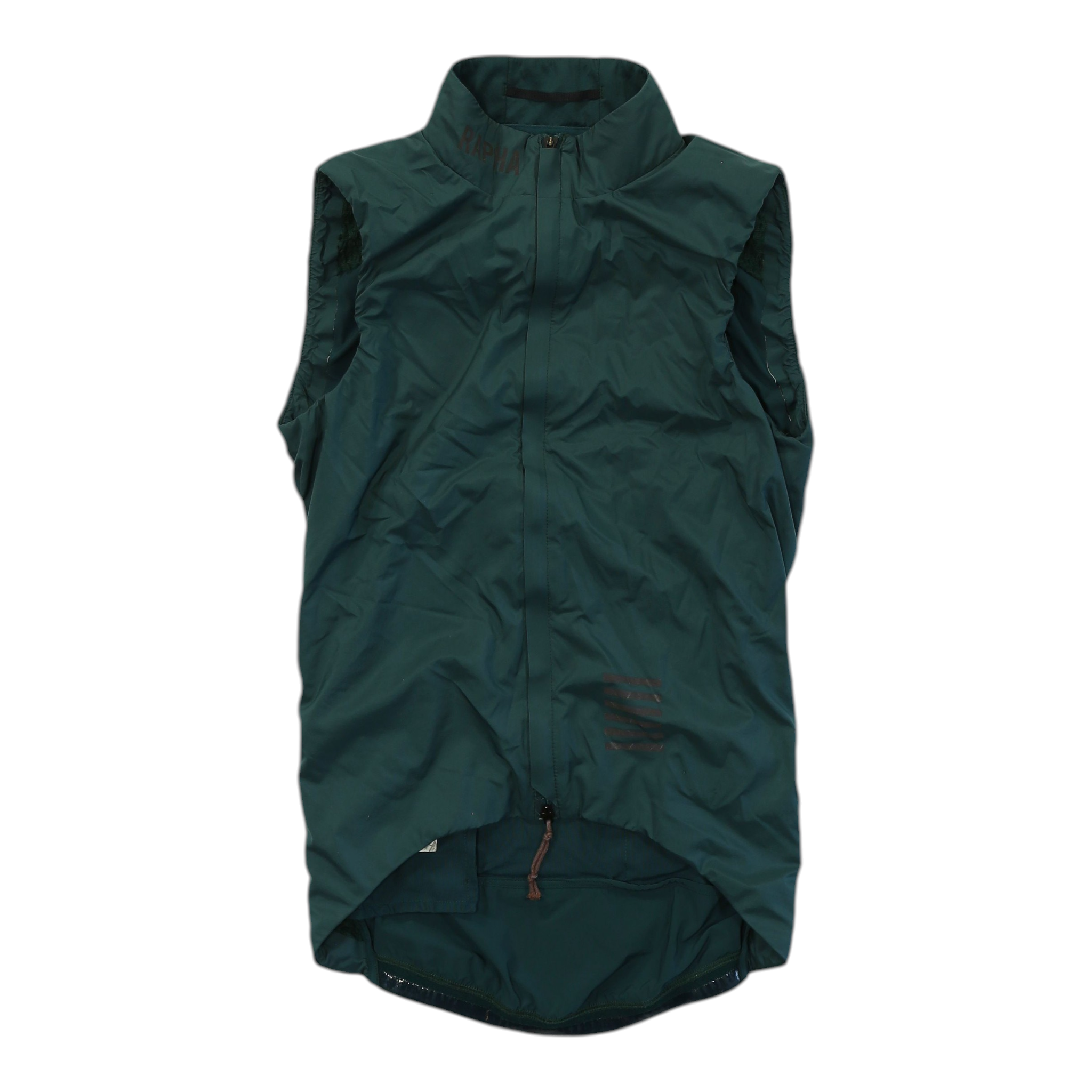 Men's dark green insulated cycling gilet with full zip and small chest logo