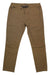The Roark Men's The Layover 2.0 Pant in brown stretch canvas features a drawstring waist, two zippered front pockets, and a slim fit, shown laid flat on a white background.
