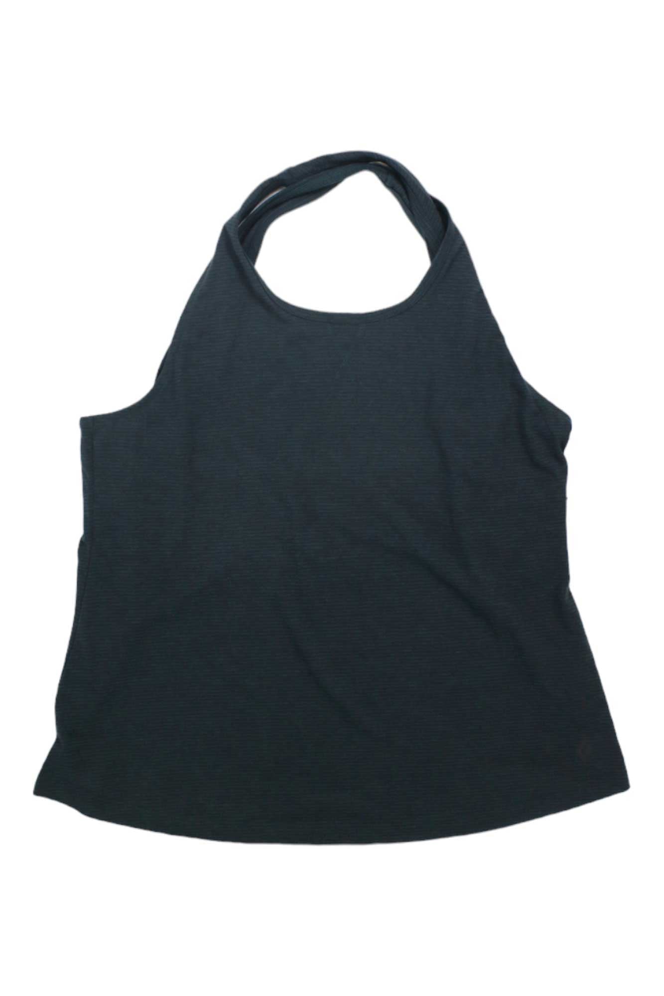 The Black Diamond Womens Splitter Tank is a dark climbing tank for women with a high neckline, relaxed fit, and moisture-wicking fabric, shown laid flat on a white background.