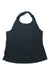 The Black Diamond Womens Splitter Tank is a dark climbing tank for women with a high neckline, relaxed fit, and moisture-wicking fabric, shown laid flat on a white background.
