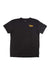 Men's black crew-neck T-shirt with Mountain Khakis bison patch logo on left chest