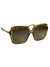 Brown tortoiseshell sunglasses with dark-tinted lenses and gold-tone temples
