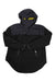 A black and dark gray insulated jacket with premium down, zippered side pockets, and a yellow-lined hood, laid flat on white—The North Face Women’s Cryos 3L New Winter Cagoule.