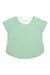 The Craft Sportswear Womens Core Charge Cross Back Tee is a light green, moisture-wicking gym top with a scoop neckline and crisscross back detail, shown laid flat on a white background—perfect for your next workout.