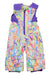 The Boulder Gear Hailey Bib Snow Pants for toddlers/kids feature a vibrant wavy multicolor pattern, waterproof insulation, shoulder straps, a front zipper, and purple accents at the shoulders and sides.
