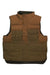 Filson men's down cruiser vest in dark tan with chest pocket flap and button front