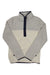 The Columbia Women's Foster Creek Pullover is a beige fleece with a high collar, dark trim, dark buttons, and the Columbia logo on the left chest. This breathable outdoor pullover offers stylish detailing and versatile comfort.
