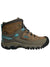 KEEN Targhee III mid hiking boots in brown with turquoise pull-tab and teal strap details