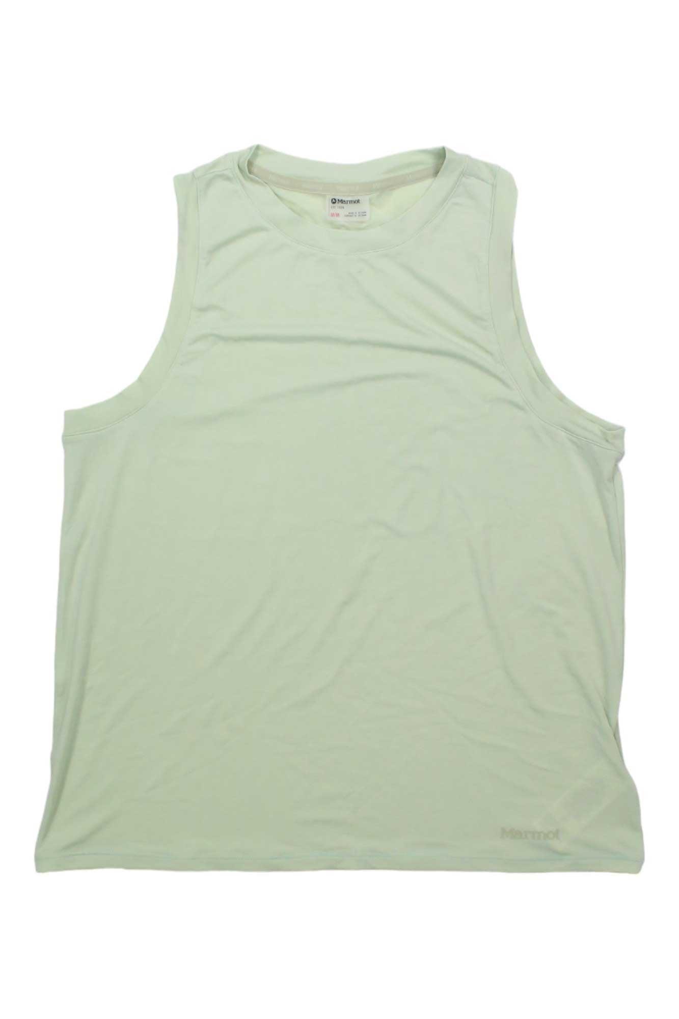 Light green sleeveless tank top with crew neckline