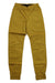 A pair of Black Diamond Womens Notion SP Pants in mustard yellow, made from organic cotton with an elastic waistband, side pockets, and elastic ankle cuffs, displayed flat on a white background.