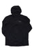 Men's dark lightweight zip hoodie with hood, chest logo, and zip front