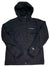 Women's insulated hooded jacket, dark with front zipper and chest pockets