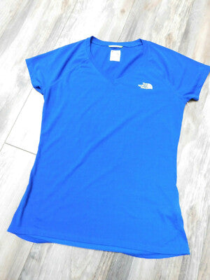 Blue short-sleeve athletic T-shirt with crew neck and small chest logo