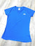 Blue short-sleeve athletic T-shirt with crew neck and small chest logo