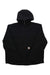 Men's hooded active jacket in dark black, zip-front and drawstring hood