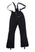 Dark softshell bib ski pants with front zipper and adjustable shoulder straps