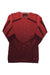 The Smartwool Women's Intraknit Thermal Merino Pattern Crew Base Layer Top, in red and maroon with geometric designs and a crew neckline, is shown laid flat on a white background.