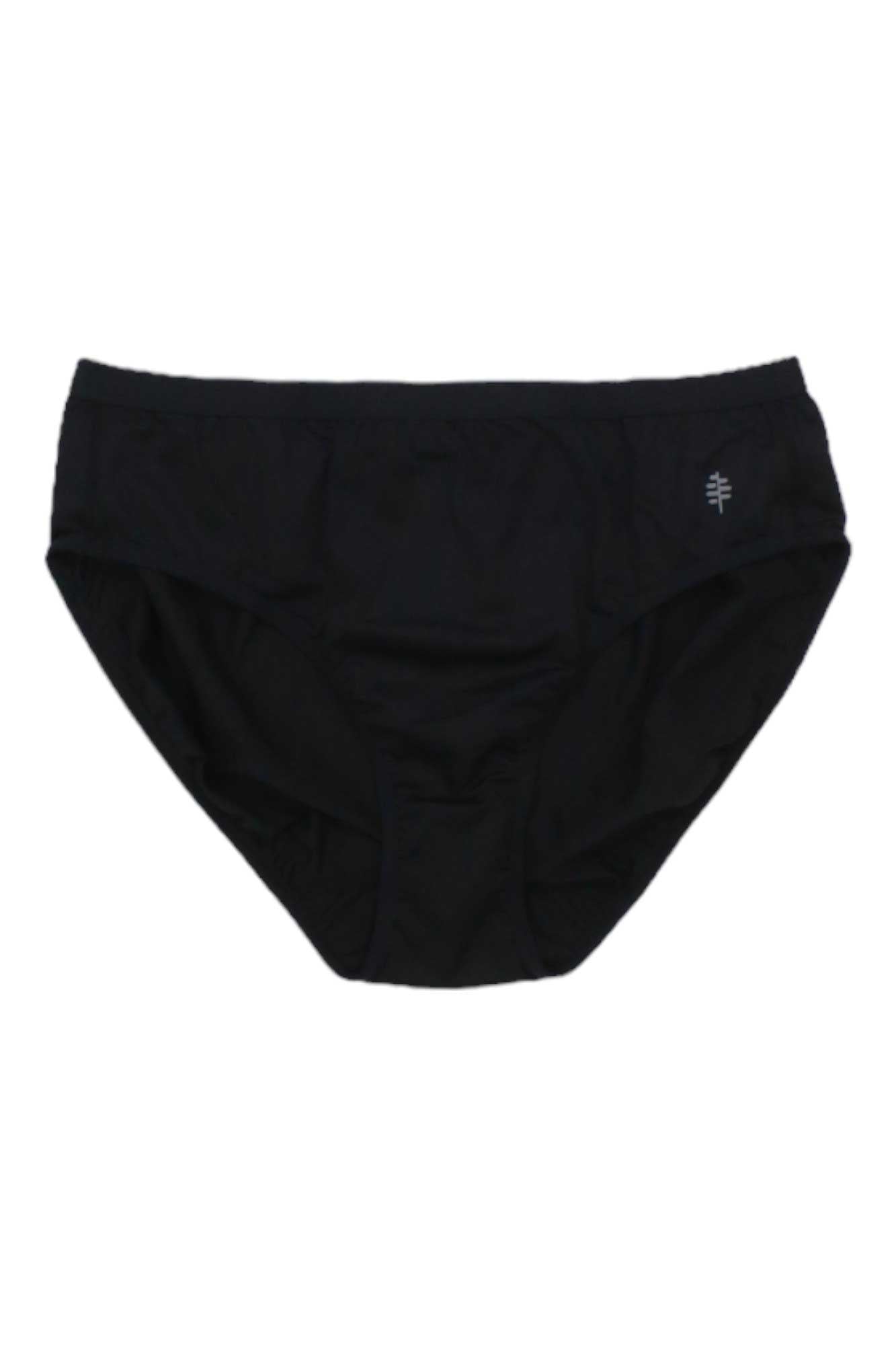 Women's full brief underwear, black with gathered waistband and side logo