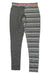 Ortovox womens long pant, dark grey with striped panel on right leg and elastic waistband