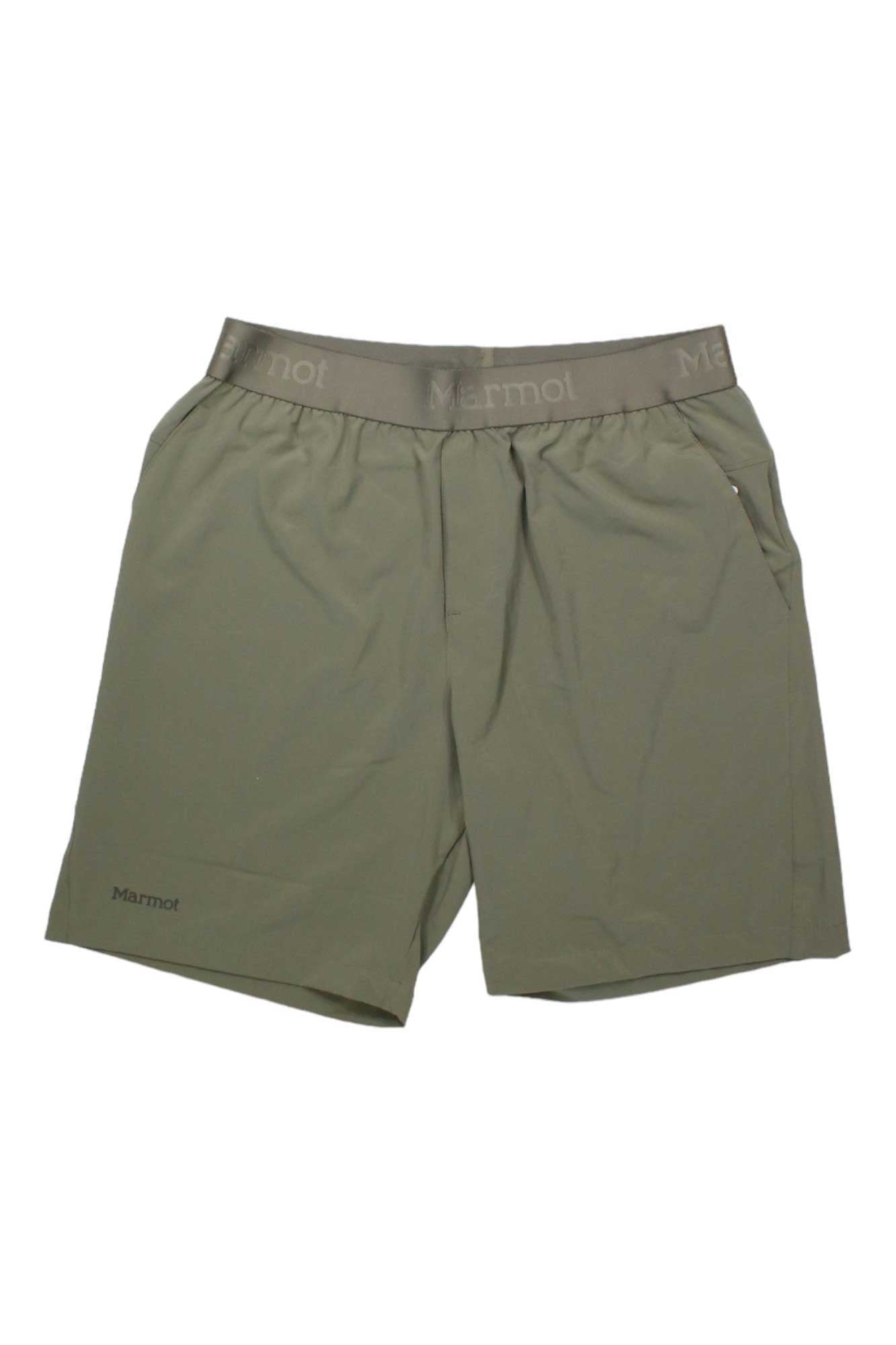Men's 10-inch athletic swim shorts, olive green with gray waistband