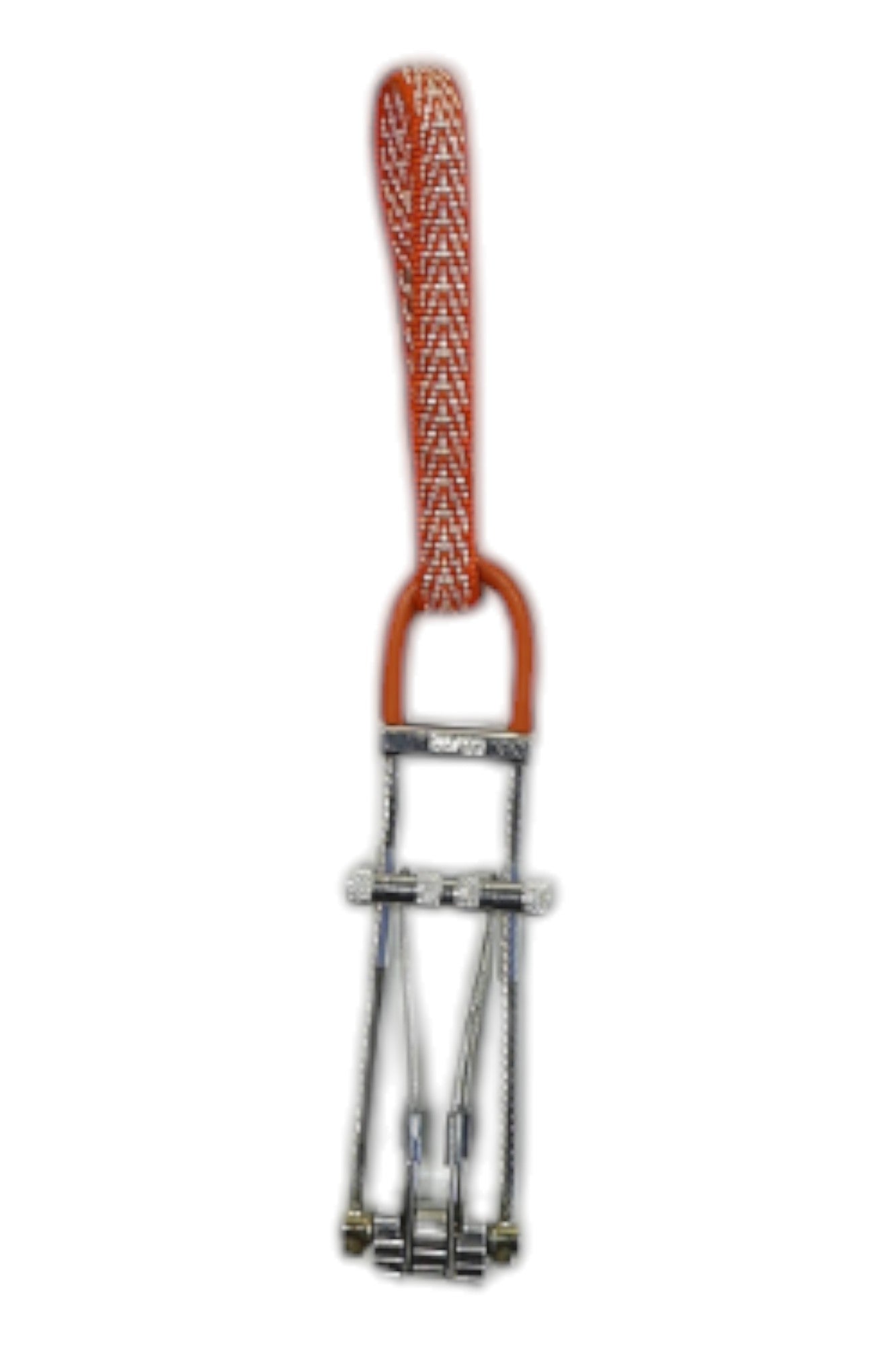 The Metolius Ultralight TCU Cam is a rock climbing cam with metal lobes, wires, and a red and white fabric loop, designed for secure placement in cracks to provide protection while climbing.