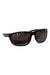 The Maui Jim Nuu Landing Polarized Sunglasses are black wraparound shades with dark-tinted, polarized lenses, a glossy finish, and the signature logo on the left arm.