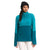 Women’s 1/4-zip fleece jacket in deep teal, stand collar, zip front, chest logo