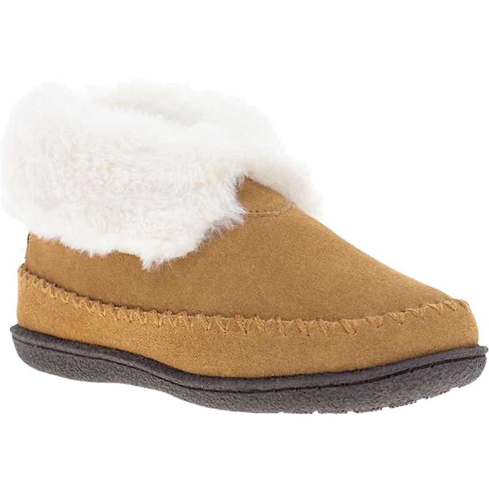 Staheekum women's wheat slipper bootie with a plush white cuff and dark sole