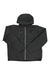Men's hooded jacket, dark gray, full-zip front with angled pocket seams
