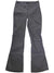 The Women's Snoga Snow Pants are gray, bootcut ski pants featuring a high-waist fit, button and zipper closure, ankle reinforcements, and subtle seam detailing, shown on a white background.