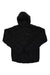 The Mens WarmCube Active Novus Jacket is a black puffer with a hood, front zipper, and long sleeves. Made from recycled nylon, it features 3M Thinsulate Featherless Insulation and a subtle chest logo, shown on a white background.