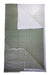 Sage and cream merino wool blanket with wide geometric panels and stripe border