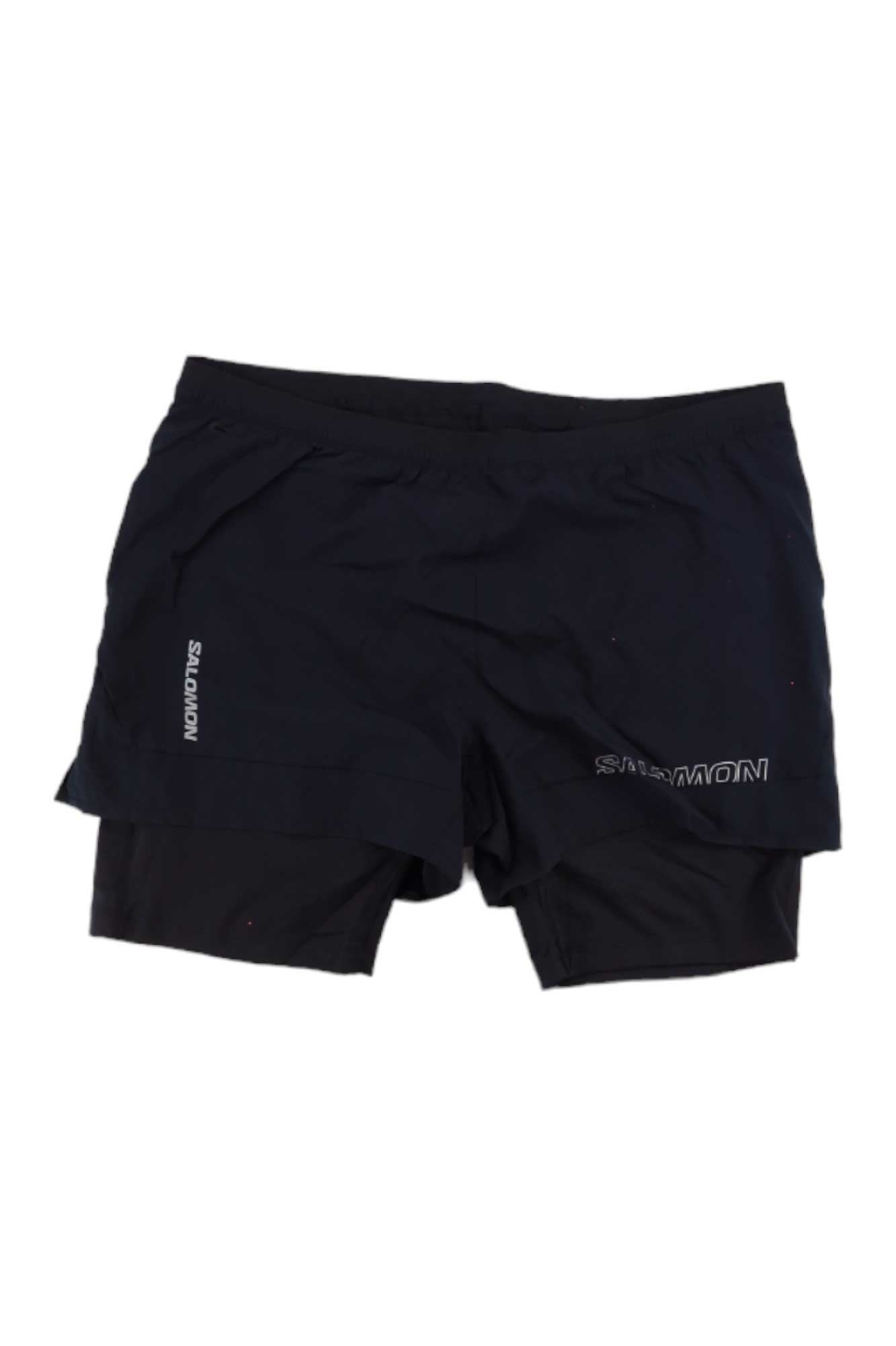 Men's dark 2-in-1 running shorts with Salomon logo