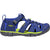 KEEN Seacamp II CNX kids sandal, blue fabric with neon green underlay