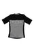 Women's black and grey marl short-sleeve T-shirt with large MONS logo across chest