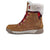 The Kodiak Rosseau Casual Shoes in Curry feature a tan winter design with red plaid laces, silver eyelets, a white faux fur collar, and a beige rubber sole. Shown in side profile on a white background, they offer everyday comfort.