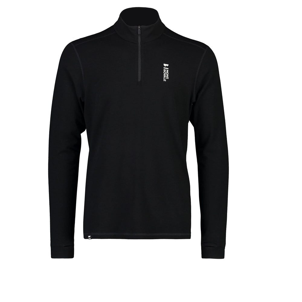 Cascade Merino Wool Base Layer Quarter Zip Long Sleeve - Black
